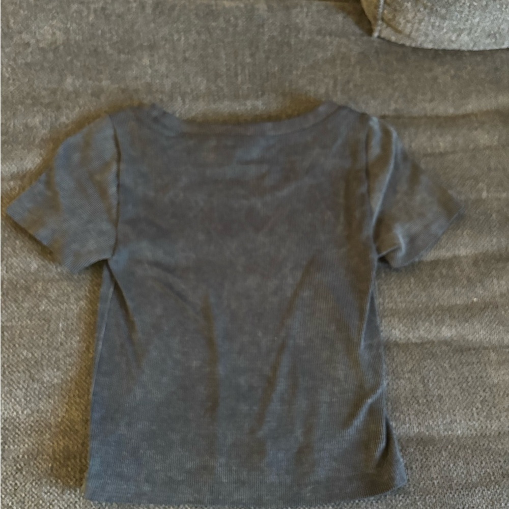 Eye Candy Gray Crop Top Classic Crew Neck
